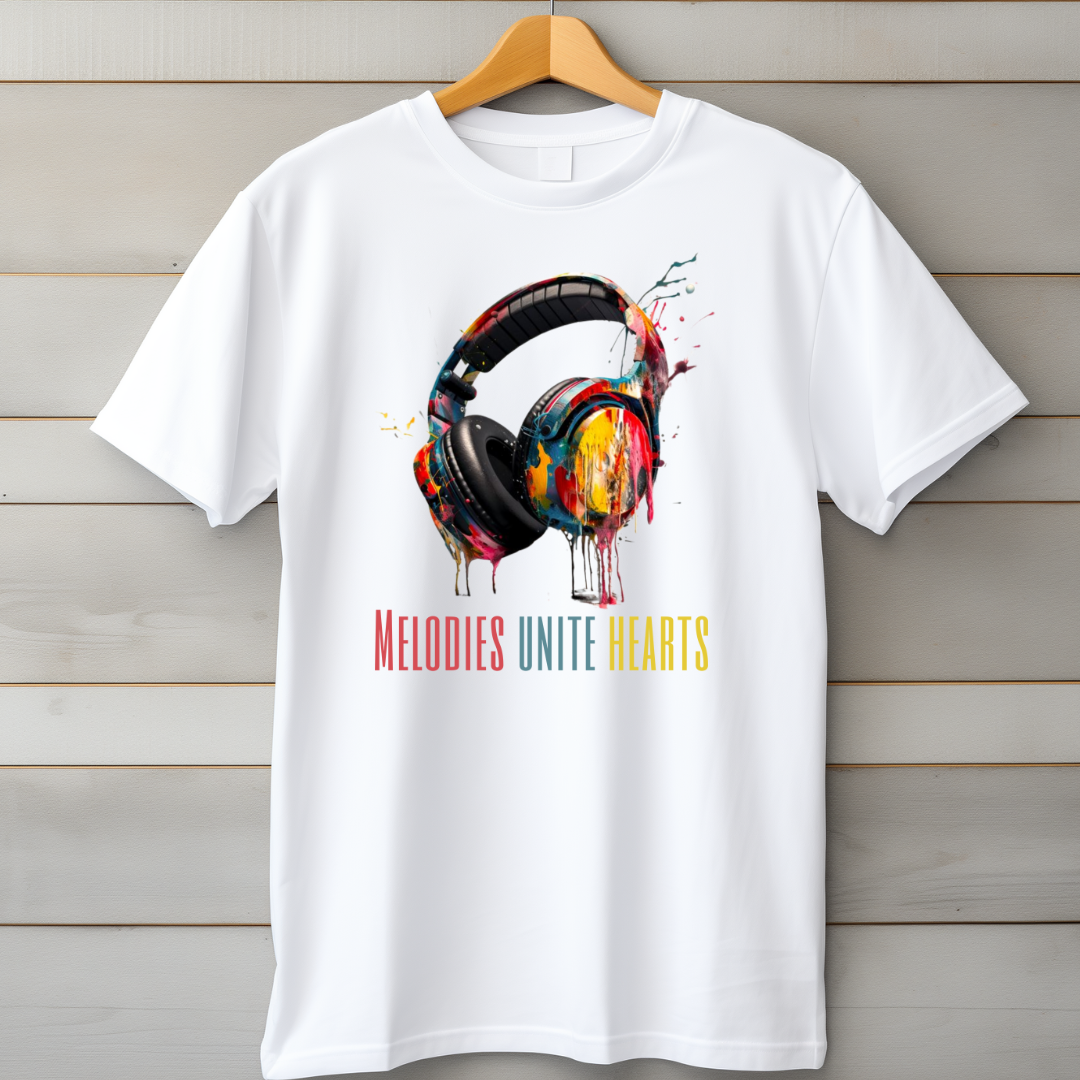 Melodies Unite Heart Headphones T-Shirt