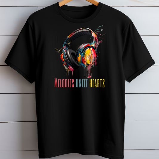 Melodies Unite Heart Headphones T-Shirt