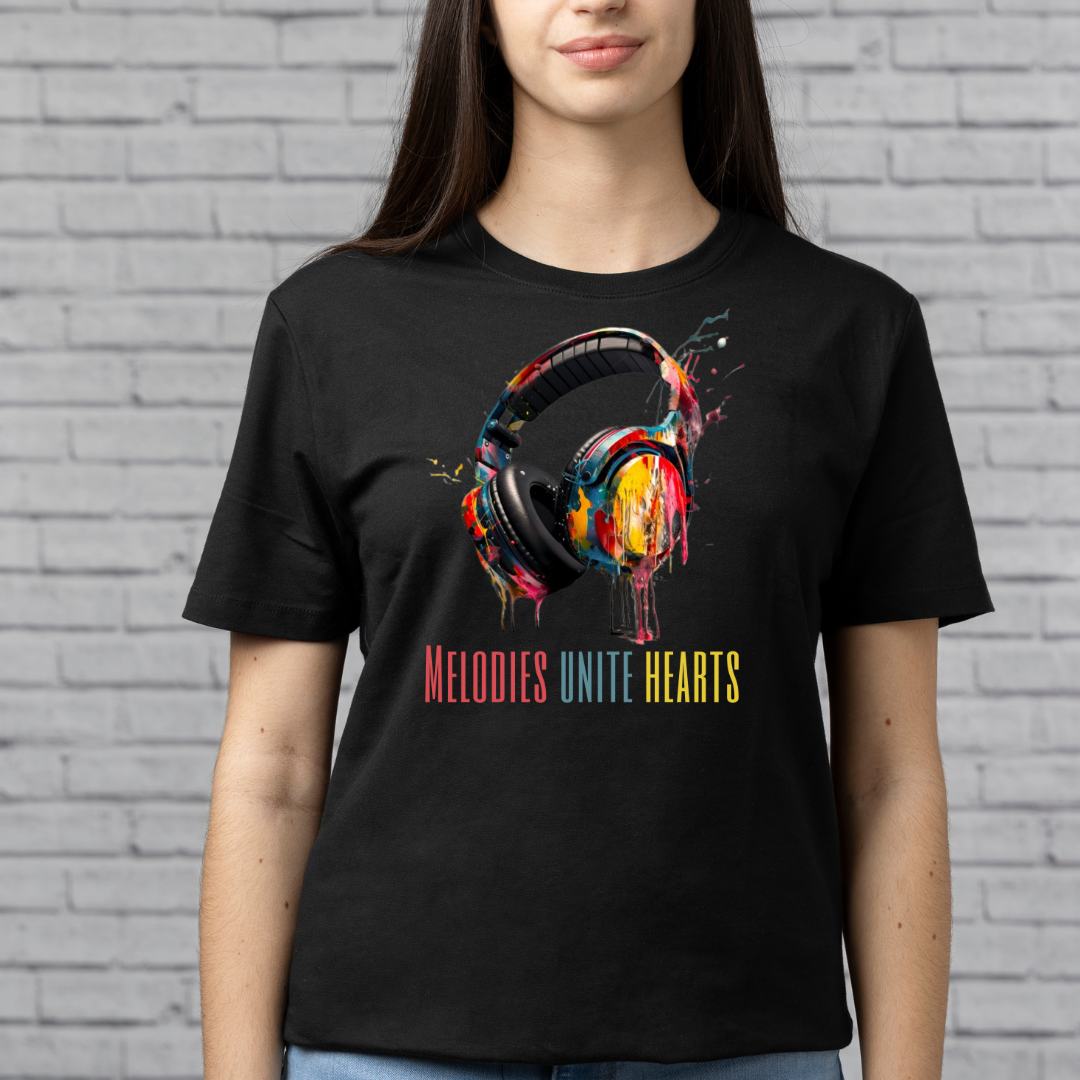 Melodies Unite Heart Headphones T-Shirt