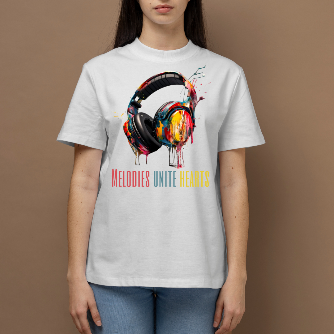 Melodies Unite Heart Headphones T-Shirt