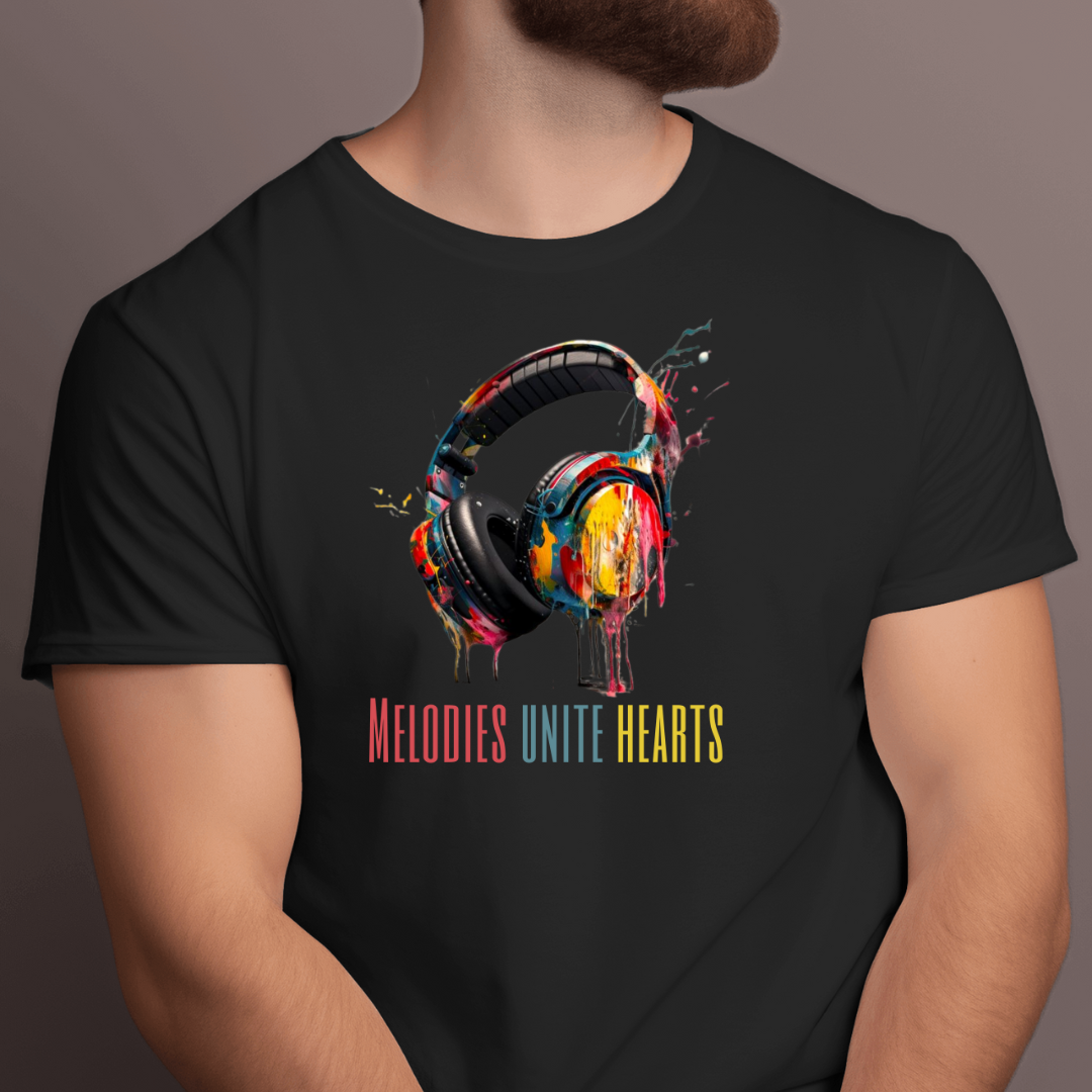 Melodies Unite Heart Headphones T-Shirt