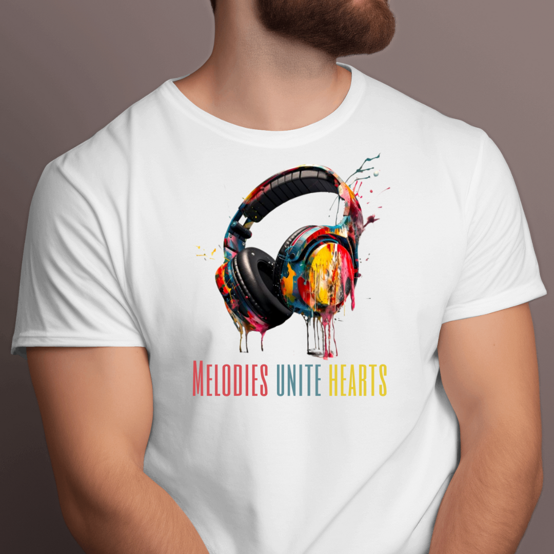 Melodies Unite Heart Headphones T-Shirt