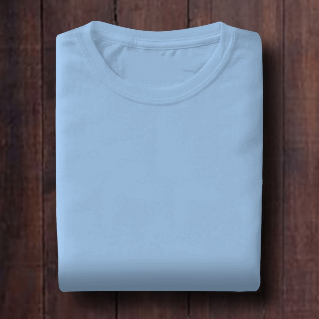 Baby Blue: Unisex Solid Round Neck T-Shirt