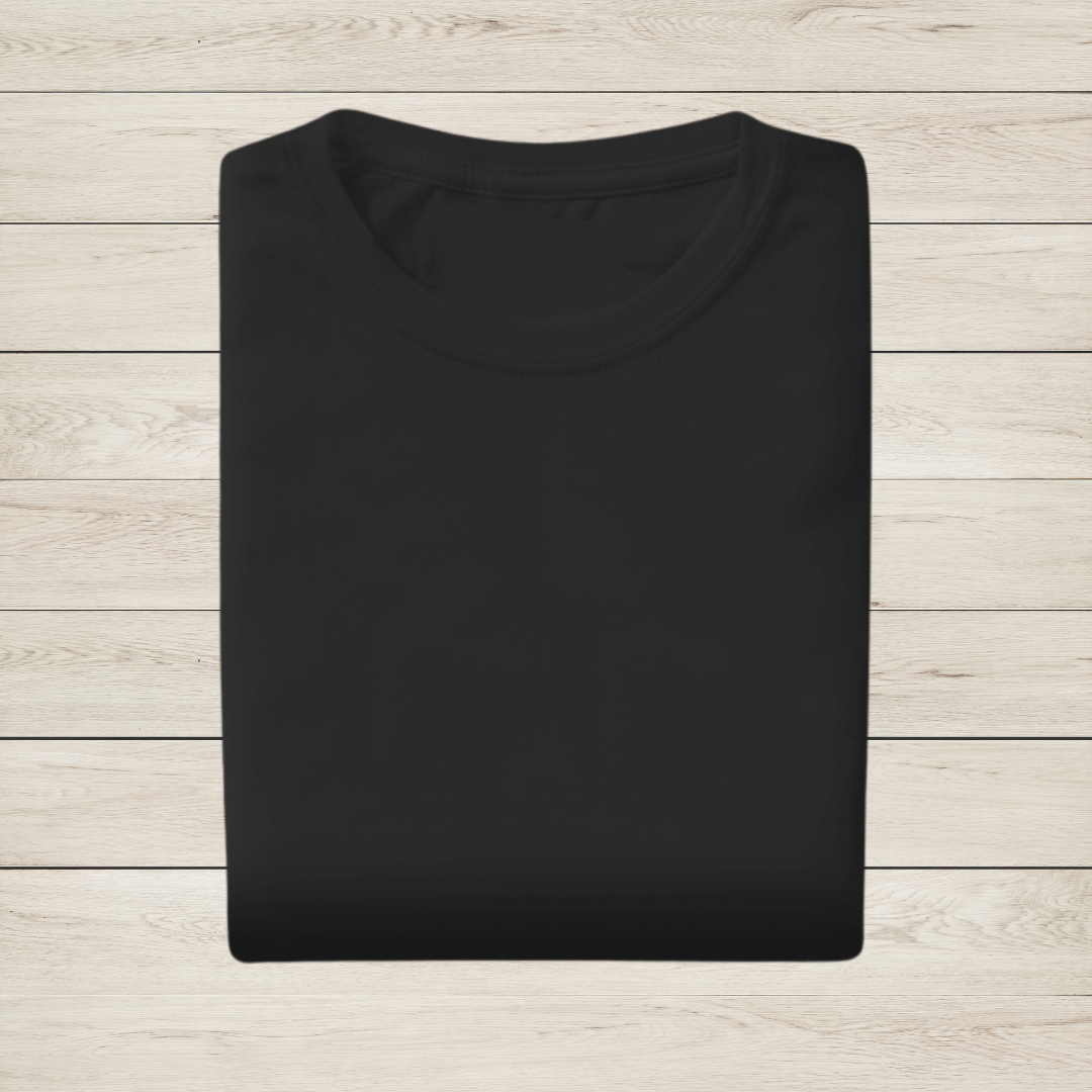 Black: Unisex Solid Round Neck T-Shirt