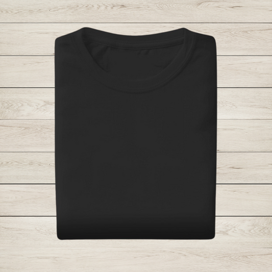 Black: Unisex Solid Round Neck T-Shirt