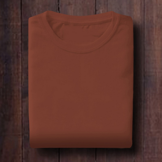 Brick Red: Unisex Solid Round Neck T-Shirt