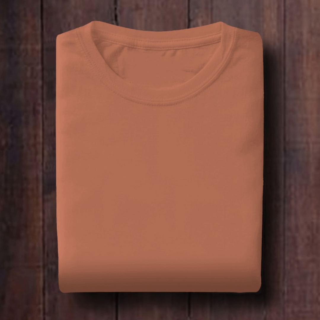 Coral: Unisex Solid Round Neck T-Shirt