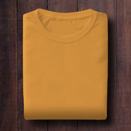 Golden Yellow: Unisex Solid Round Neck T-Shirt