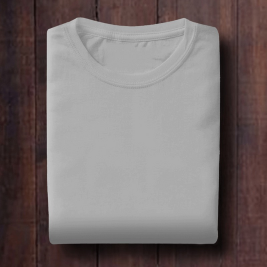 Grey Melange: Unisex Solid Round Neck T-Shirt