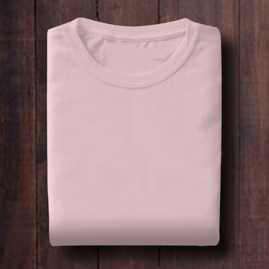 Light Pink: Unisex Solid Round Neck T-Shirt