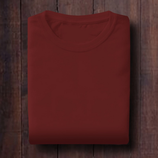 Maroon: Unisex Solid Round Neck T-Shirt