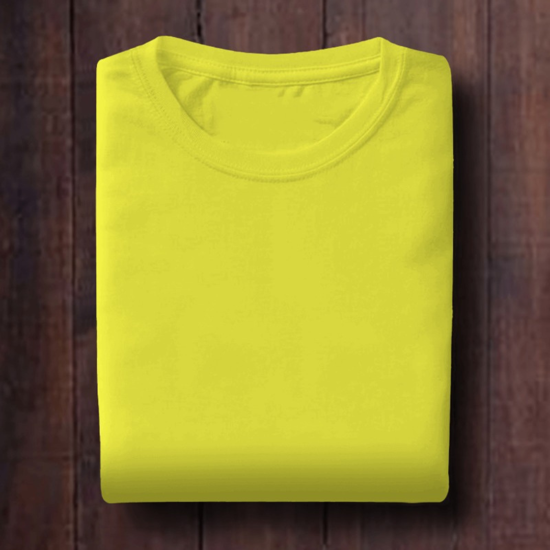 New Yellow: Unisex Solid Round Neck T-Shirt