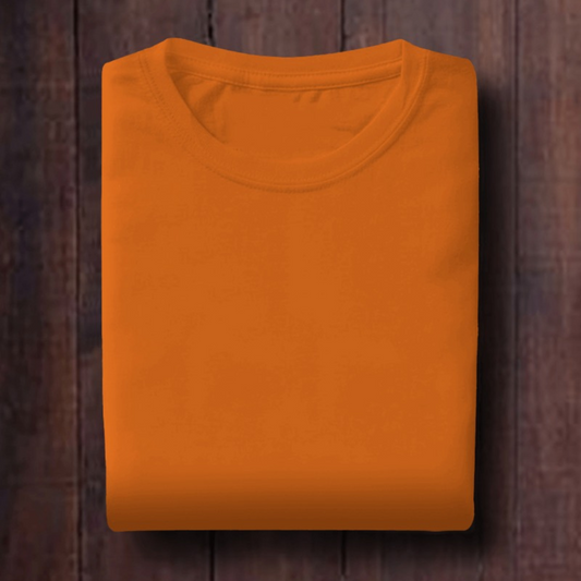 Orange: Unisex Solid Round Neck T-Shirt