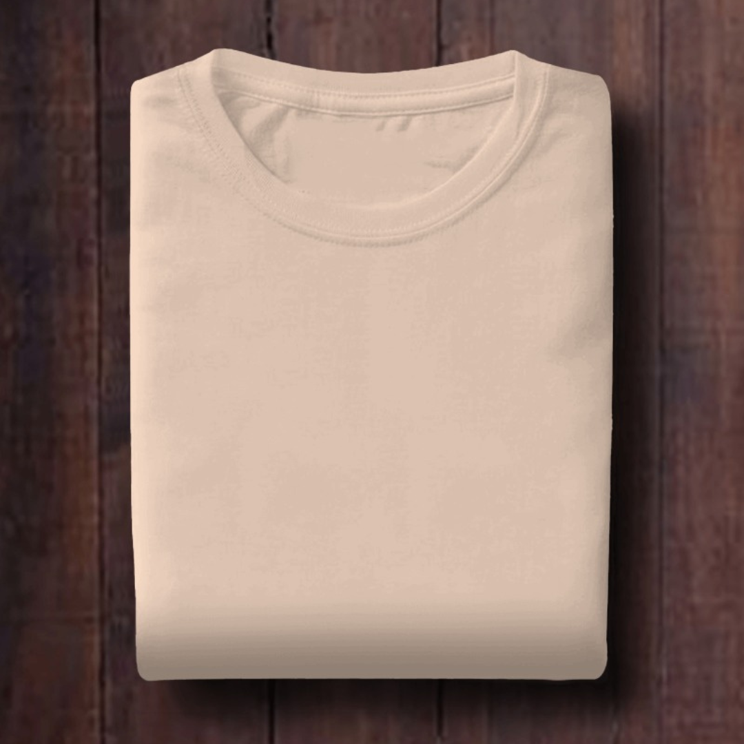 Peach: Unisex Solid Round Neck T-Shirt