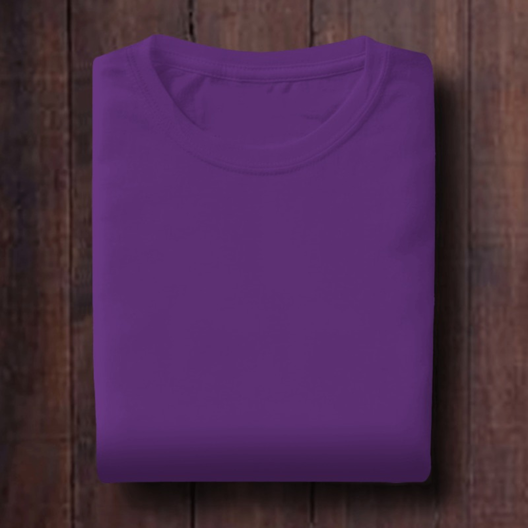 Purple: Unisex Solid Round Neck T-Shirt