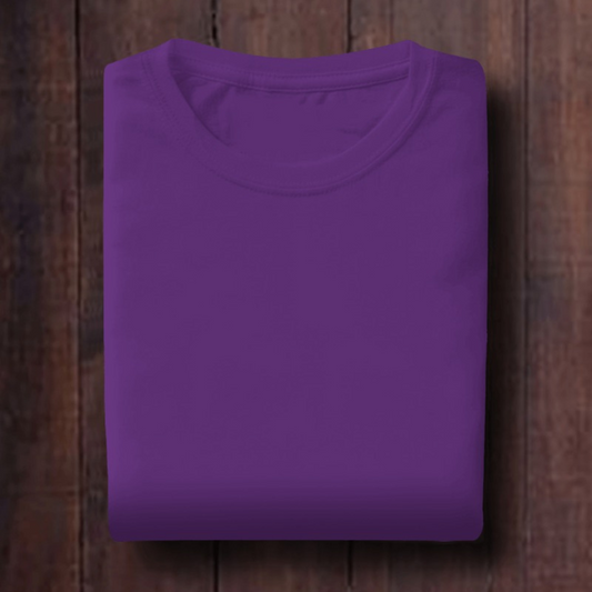 Purple: Unisex Solid Round Neck T-Shirt