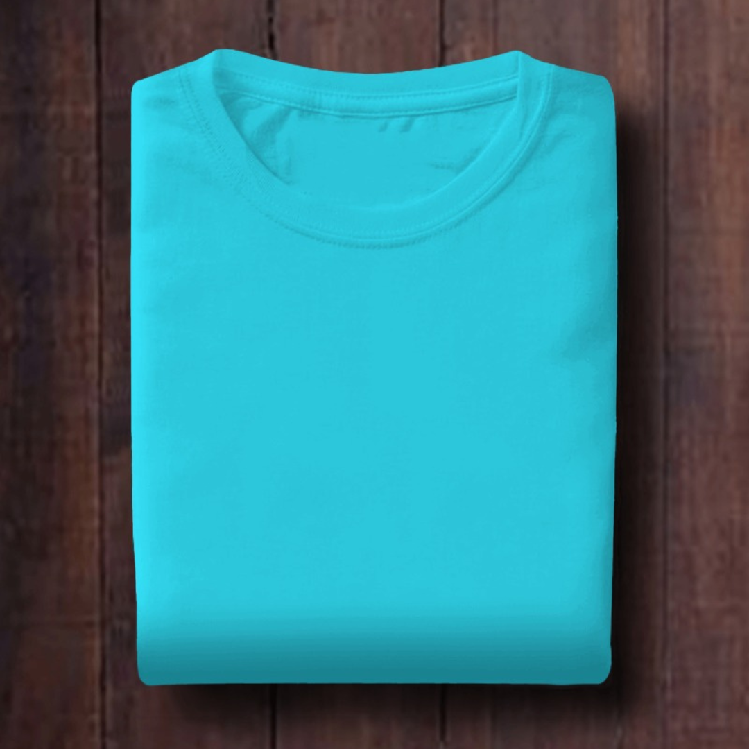 SkyBlue: Unisex Solid Round Neck T-Shirt