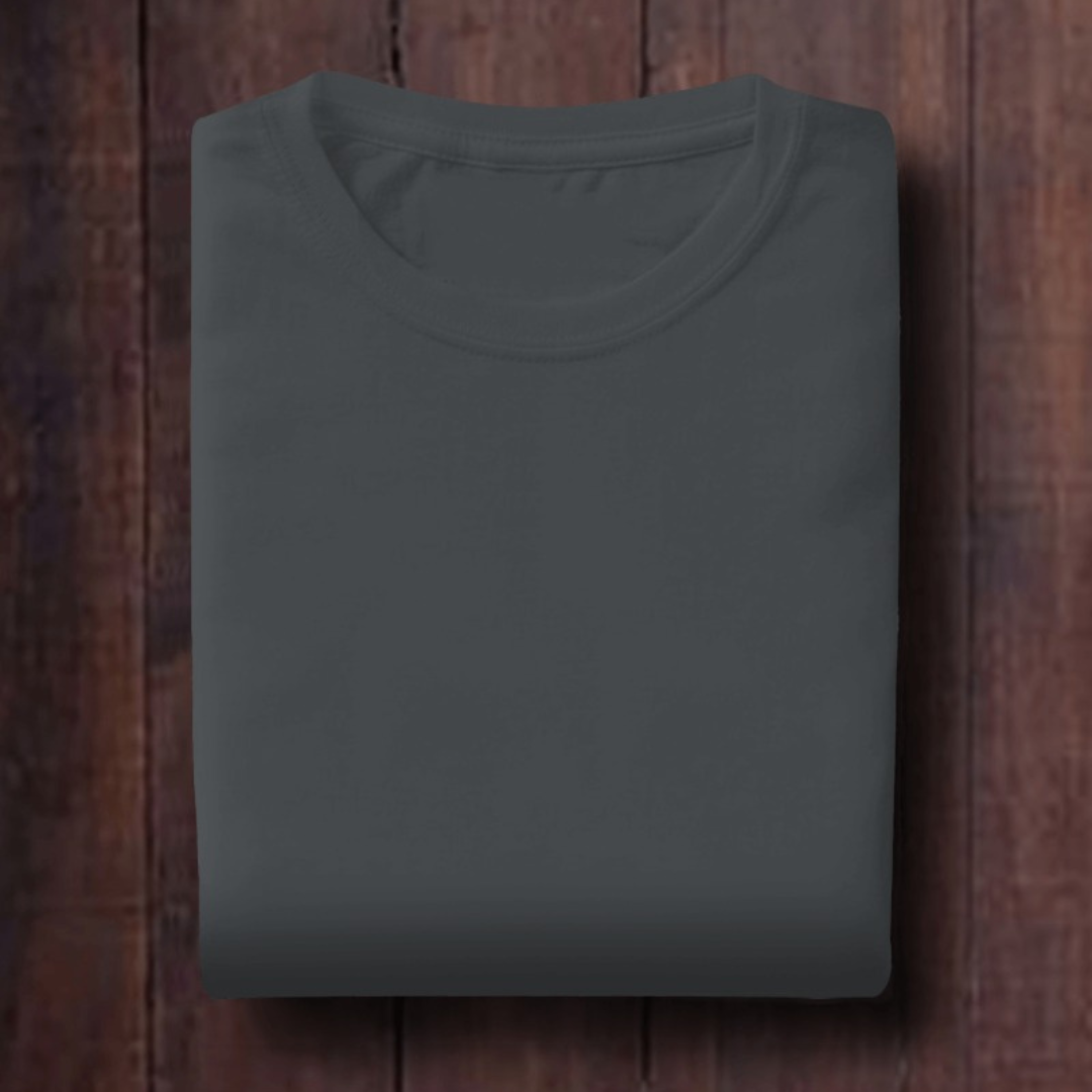 Steel Grey: Unisex Solid Round Neck T-Shirt