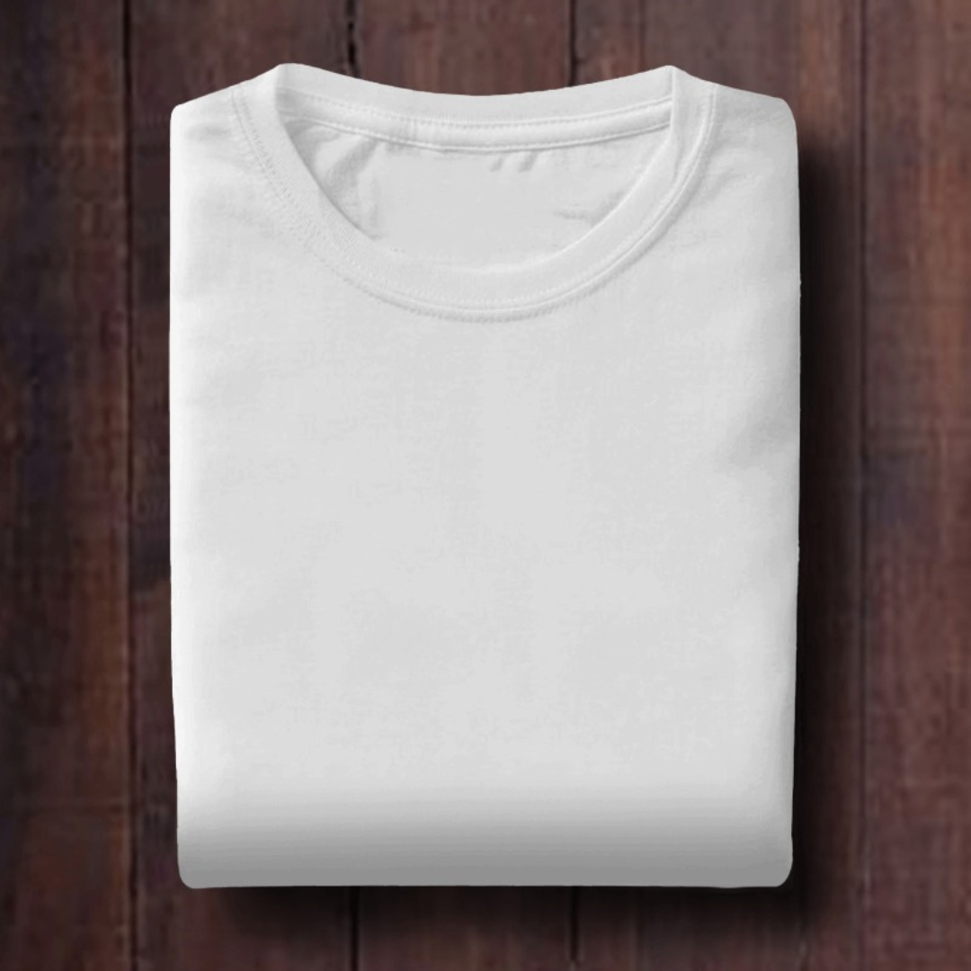 White: Unisex Solid Round Neck T-Shirt