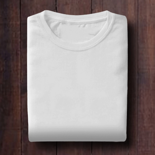 White: Unisex Solid Round Neck T-Shirt