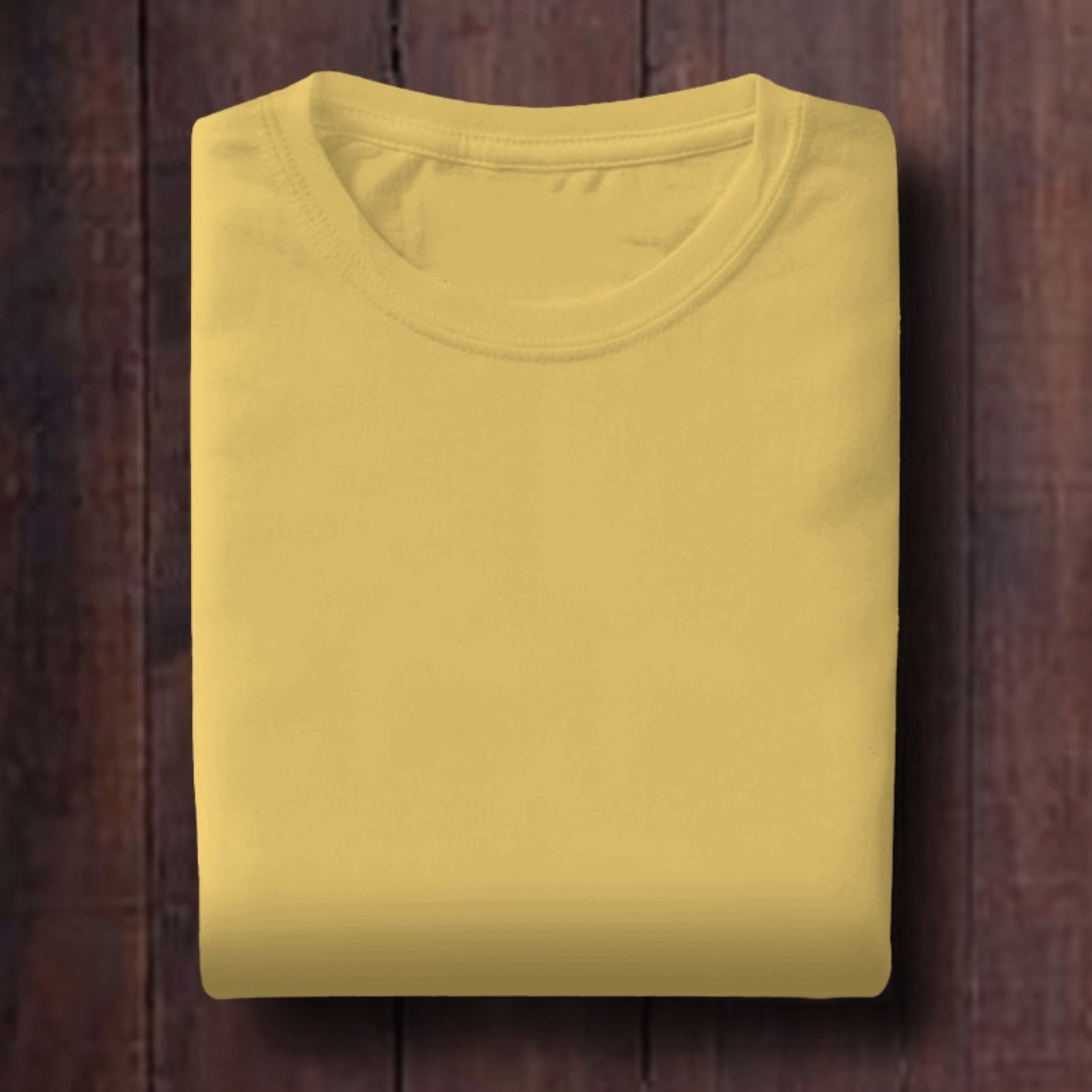 Yellow: Unisex Solid Round Neck T-Shirt